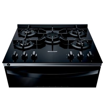 Fogão a Gás de Piso 5 Bocas Brastemp Mesa de Vidro - BFS5VCE Preto / Bivolt