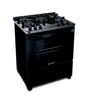 Fogão a Gás de Piso 5 Bocas Brastemp Mesa de Vidro - BFS5VCE Preto / Bivolt
