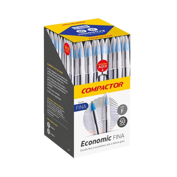 Caneta Esferográfica Compactor Top2000 Ponta Média Azul com 100 Unidades
