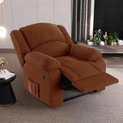 Poltrona do Papai Reclinável Melim Power Elétrica Veludo Terracota FH1 - D'Rossi