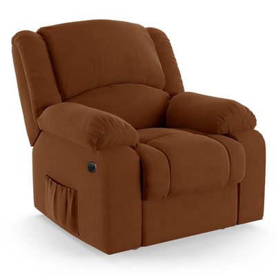 Poltrona do Papai Reclinável Melim Power Elétrica Veludo Terracota FH1 - D'Rossi
