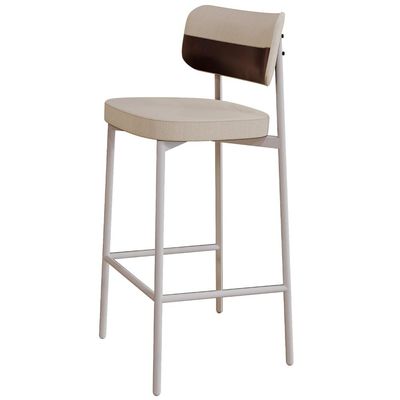 Kit 03 Banquetas Alta Bar Cozinha Sala De Jantar Aço Branco Kaira C01 Linho Areia Courino Café - Lyam Decor