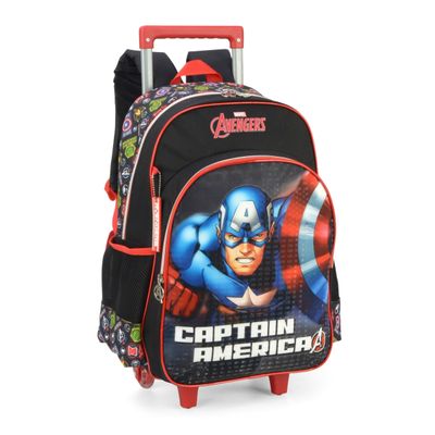 Mochila Rodas Escolar Infantil Capitão América Luxcel 39556 Preto