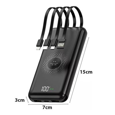 Carregador Portátil 10.000mAh com Carregamento Sem Fio e 4 Saídas USB – Potência e Praticidade Onde Você Estiver