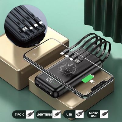 Carregador Portátil 10.000mAh com Carregamento Sem Fio e 4 Saídas USB – Potência e Praticidade Onde Você Estiver