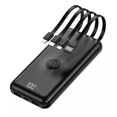Carregador Portátil 10.000mAh com Carregamento Sem Fio e 4 Saídas USB – Potência e Praticidade Onde Você Estiver