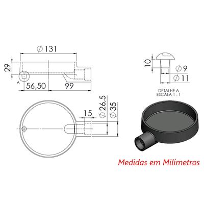 Queimador Palmatoria Curto Fogão Industrial de Ferro 13cm
