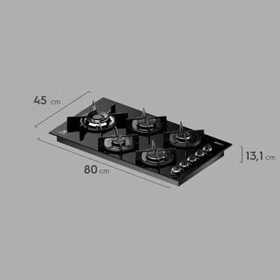 Cooktop 5 Bocas a Gás Electrolux Mesa Vidro Expert ChamaPrecisa e Grade Ferro Fundido (KE5GW) - Bivolt
