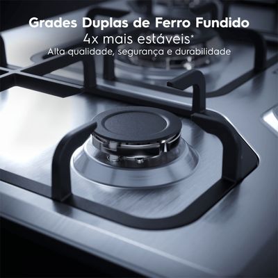 Cooktop Gás 5 Queimadores ke5xc Tripla Chama Inox Electrolux mesmas medidas do (Gf75x e Gt75x)