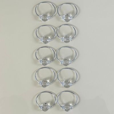 Kit 10 Anéis Para Guardanapos 4cm x 3cm Cristalino Duplo Argola Metal Mesa Posta - Prata