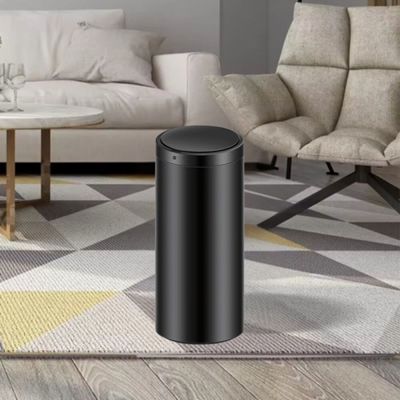Lixeira Automática Preta Redonda Inox 50 Litros com Sensor