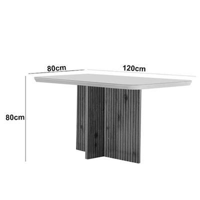 Mesa Olimpia 120 Mdf Vidro Canto Copo 4 Cadeiras Grecia
