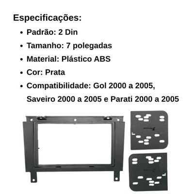 Central Multimídia 2 Din Mp5 Parati G3 Câmera Moldura Tela Pt