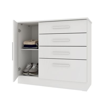 Cômoda 4 Gavetas com Sapateira Chicago Tcil NEVE