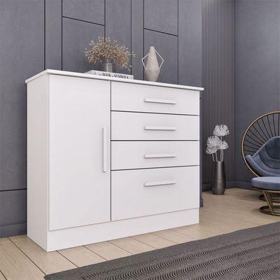 Cômoda 4 Gavetas com Sapateira Chicago Tcil NEVE