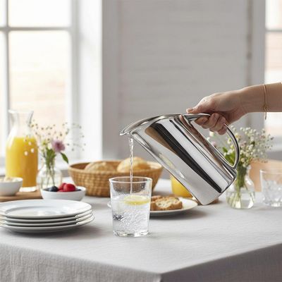 Jarra Oval para Água Saint James Infinity em Prata, 1,3 Litro, Luxo e Elegância para Mesa