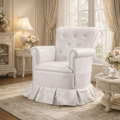Cadeira Poltrona Balanço Amentação Confortável Quarto Descanso Sala Leitura Corino Branco