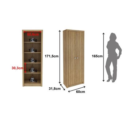 Armário Multiuso 60x171,5cm com 2 Portas e 4 Prateleiras AM3113 Amêndoa