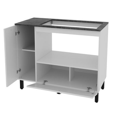 Balcão Cozinha Cooktop 5 Bocas Branco com 2 Portas e Nicho Para Forno ou Forno-Microondas BL3316