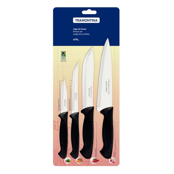 Jogo de Facas Tramontina Plenus em Inox 4 Peças