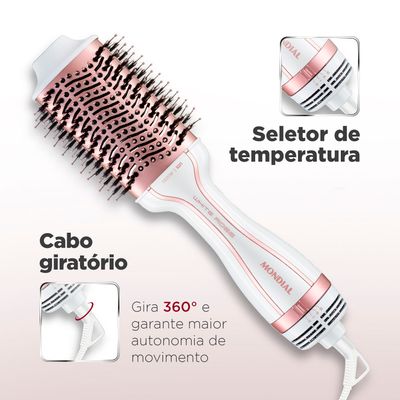 Escova Secadora Mondial ES-50 1200W Branco e Rosé Gold - Bivolt