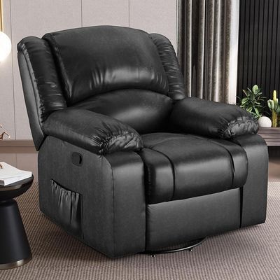 Poltrona Do Papai Reclinável Pietra Glider Giratória Massagem Fh9 Pu Preto Brilho - Mpozenato