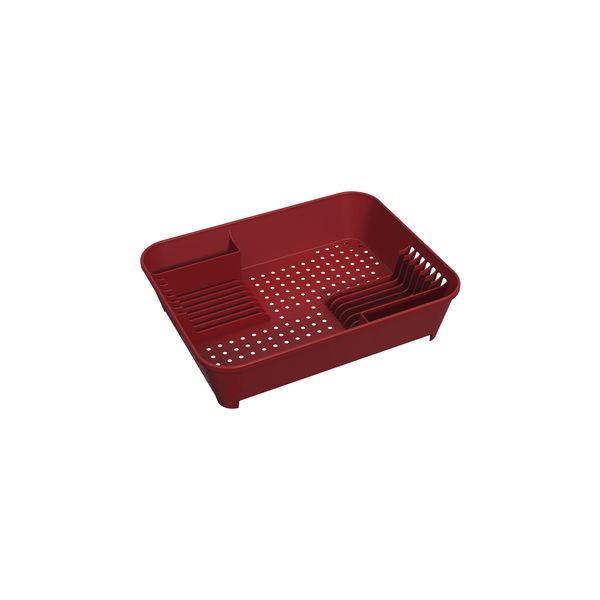 Escorredor de Pratos Coza Basic em Plástico com Porta-Talher Vermelho