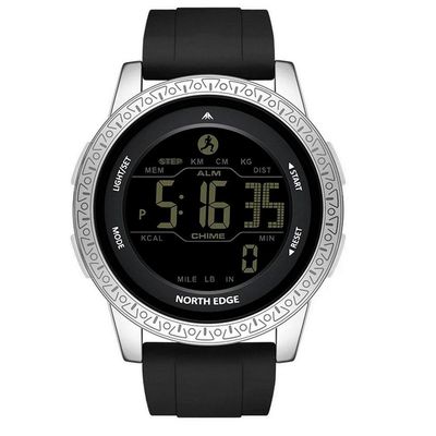 Relógio Digital Masculino Esportivo Apollo À Prova Da Água 50m Multifuncional Preto Prata