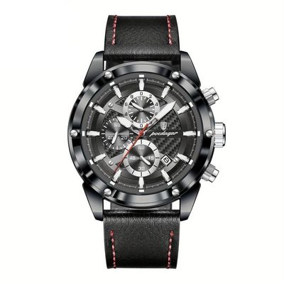 Relógio De Pulso Masculino Com Movimento Quartzo Design Esportivo Preto Vermelho