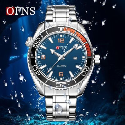 Relógio De Aço Inoxidável Masculino - Design Elegante Para Negócios Azul