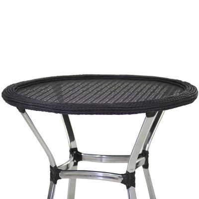 Mesa Ascoli Em Alumínio Com O Tampo Tramado Para Cozinha, Edícula, Jardim E Trama Preto
