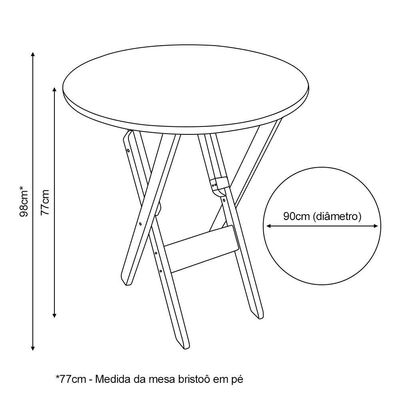 Kit 3 Mesas Dobráveis De Madeira Redonda 90cm Preta - Tarimatã