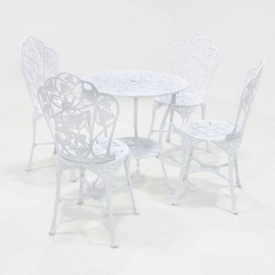 Mesa De Alumínio Fundido Com Cadeiras Sem Braços Para Jardim Branco