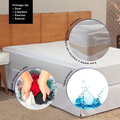 Protetor De Colchão Matelado Impermeável King 1 Peça 100% Poliéster - Branco