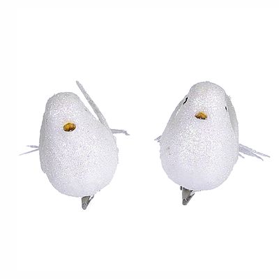 Enfeite Natal Le Pássaro Glitter com 2 Unidades Branco