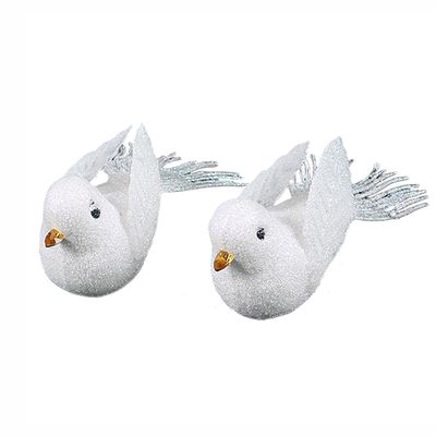 Enfeite Natal Le Pássaro Glitter com 2 Unidades Branco