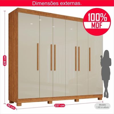 Guarda-roupa De Casal 100% Mdf 6 Portas 4 Gavetas Inglaterra