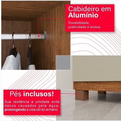 Guarda-roupa De Casal 100% Mdf 6 Portas 4 Gavetas Inglaterra