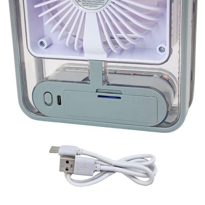Ventilador Portatil Umidifcador Luminaria Usb De Mesa 3 Velocidades Cinza