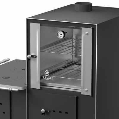 Forno Acoplado A Lenha Preto Chapa De Ferro Fundido N°01 Esq