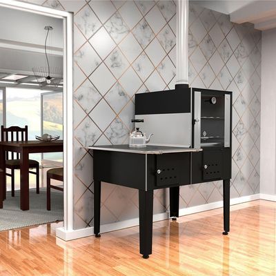 Forno Acoplado A Lenha Preto Chapa De Ferro Fundido N°01 Esq