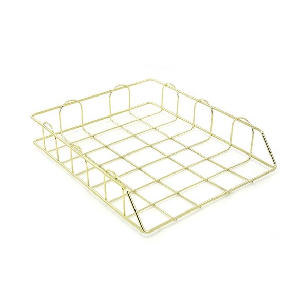 Bandeja Le Aramada Metal Porta Papel Empilhável Ouro Bandeja Le Aramada Metal Porta Papel Empilhável Ouro