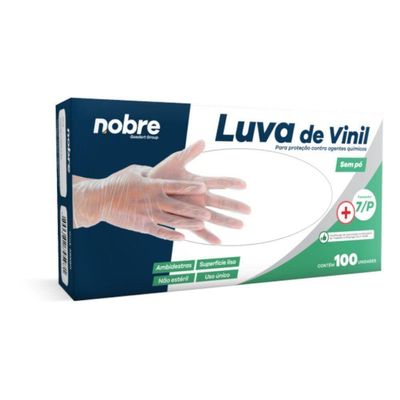 Caixa Com 100 Luvas Vinil S- Pó P Nobre Ca 41265 P- Químicos E Saúde Transparente