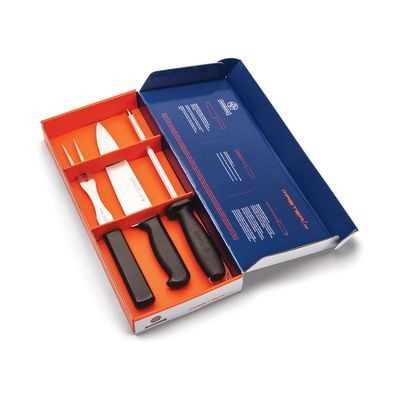 Conjunto para Churrasco Mundial Master Line em Inox com Cabo Plástico Preto 3 Peças