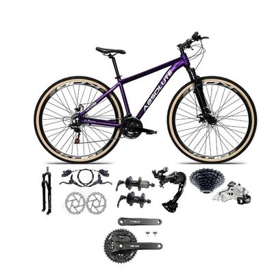 Bicicleta Aro 29 Absolute Nero 5 Câmbios Shimano Alívio-altus 27v Freio Hidráulico Garfo C-trava Roxo Tam: 19