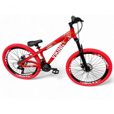 Bicicleta Aro 26 Vikingx Tuff Freeride 21v Aro Vmaxx Freio A Disco Garfo Suspensão Pneu Flame vermelho X25