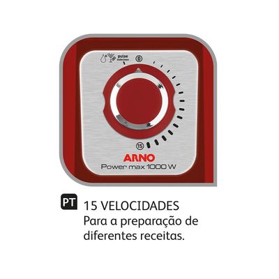 Liquidificador Arno Power Max LN54 Vermelho - 110V