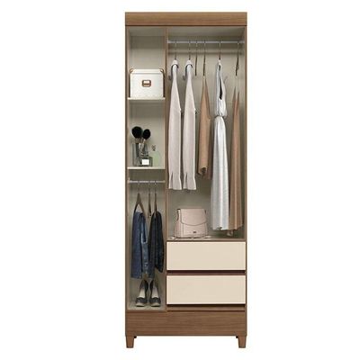 Guarda Roupa Solteiro 3 Portas Com Pés Fit Jequitibá Off White Acetinado - Santos Andirá