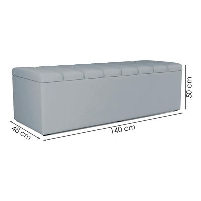 Cabeceira E Recamier Bau Casal 140 Cm Dalia Suede Cinza Artte Cinza