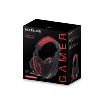 Headset Gamer Multilaser Conexão P2 Cabo de Nylon Preto e Vermelho Color Modelo PH120